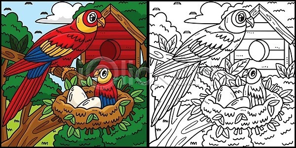 어린이 EPS 실루엣 일러스트 해외이미지 걸음마 그래픽 그림 낙서 동물 디자인 만화 미술 백그라운드 벡터 병아리 색칠공부 선 손그림 어머니의날 윤곽 자연 조류 컬러 컬러풀 클립아트 페이지 해외202309 해외일러스트