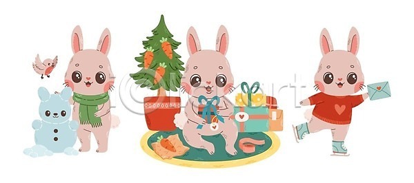 축하 행복 동양인 아기 EPS 일러스트 해외이미지 12월 겨울 계절 고립 그래픽 기념일 놀람 당근 동물 디자인 만화 미술 백그라운드 벡터 상자 새해 선물 신용카드 엽서 인사 인쇄 일러캐릭터 장식 전통 중국 짐싸기 춘절 캐릭터 크리스마스 토끼 해외202309 해외일러스트 해피뉴이어 휴가