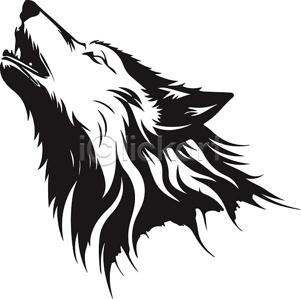 사람없음 EPS 일러스트 해외이미지 검은색 늑대 선 심볼 심플 야생동물 해외202309