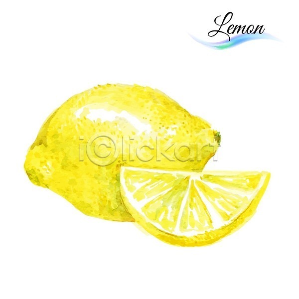 사람없음 EPS 일러스트 해외이미지 과일 그림 내추럴 노란색 디자인 레몬 백그라운드 수채화(물감) 엘리먼트 유기농 음식 잎 해외202004