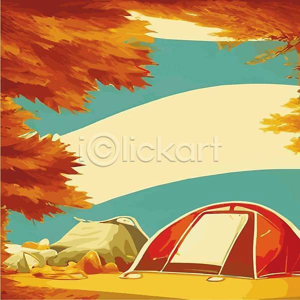 사람 사람없음 EPS 일러스트 해외이미지 나무 여행 캠핑 캠핑장 텐트 풍경(경치) 해외202309
