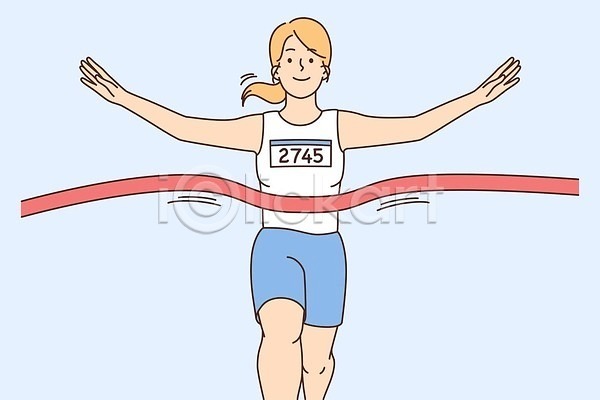 기쁨 성인 여자 한명 EPS 일러스트 해외이미지 달리기 달리기선수 라이프스타일 마라톤 상반신 팔벌리기