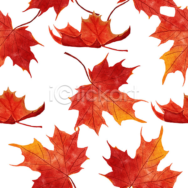 사람없음 JPG 해외이미지 낙엽 백그라운드 빨간색 손그림 자연 패턴 해외202309