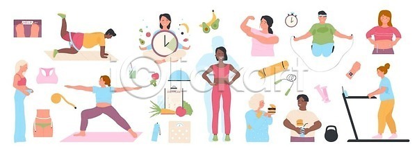 계획 변화 EPS 일러스트 해외이미지 건강 검은색 계량기 고립 근육 날씬함 눈금 다이어트 덩어리 돌봄 디자인 라이프스타일 런닝머신 만화 먹기 몸무게 밧줄 백그라운드 벡터 비포 세트 숫자 스포츠 신체 아령 요가 일러캐릭터 적자 제어 체육관 측정 캐릭터 컨셉 테이프 플랫 해외202309 해외일러스트