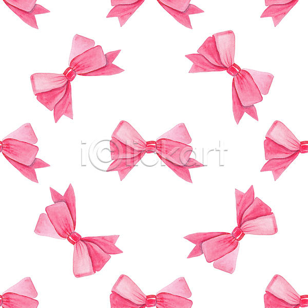 사람없음 JPG 포토 해외이미지 리본 분홍색 손그림 수채화(물감) 패턴 해외202309