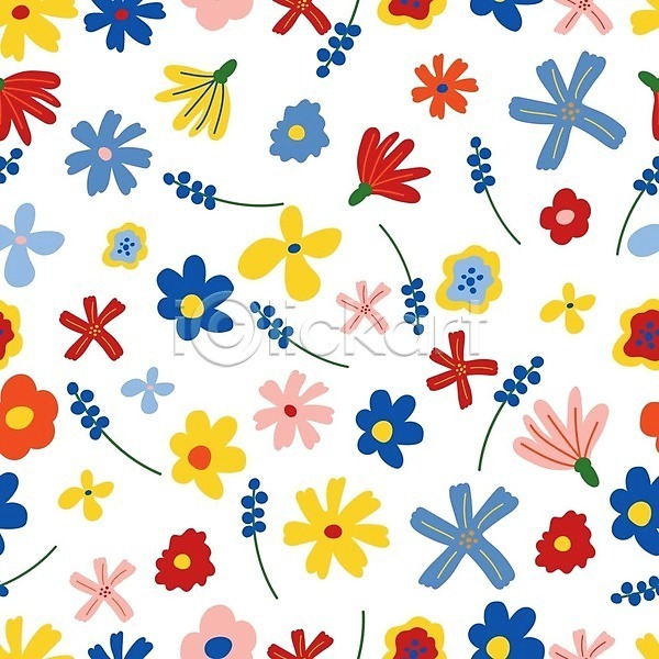 사람없음 EPS 일러스트 해외이미지 꽃 컬러풀 패턴 해외202309 흰배경