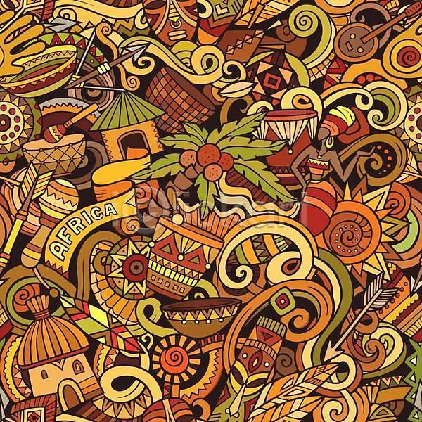 사람없음 EPS 일러스트 해외이미지 가득함 낙서 백그라운드 아프리카 아프리카건축 아프리카문화 야자수 패턴 화살 활