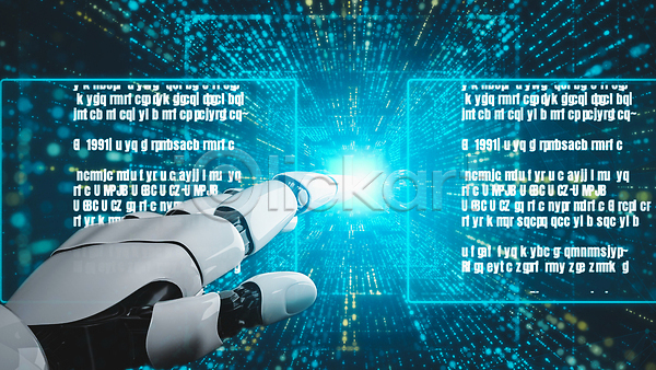 미래 사람없음 JPG 포토 해외이미지 AI(인공지능) 과학기술 디지털 로봇팔 빛 인터넷보안 터치 해외202309