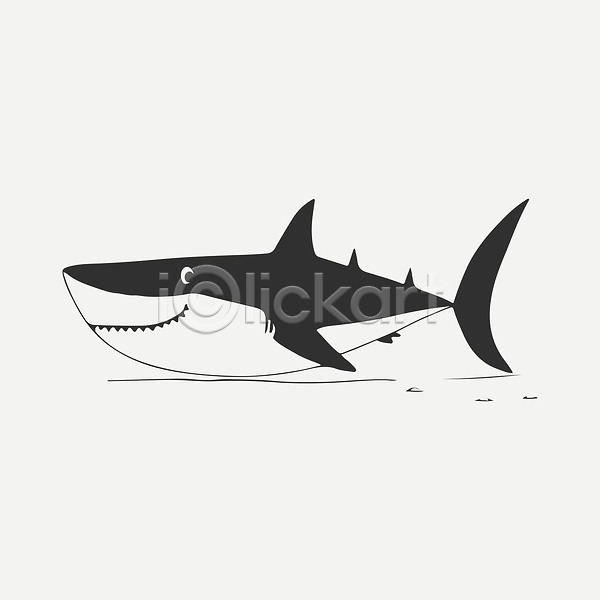 사람없음 EPS 일러스트 해외이미지 검은색 상어 선 심볼 심플 야생동물 해외202309