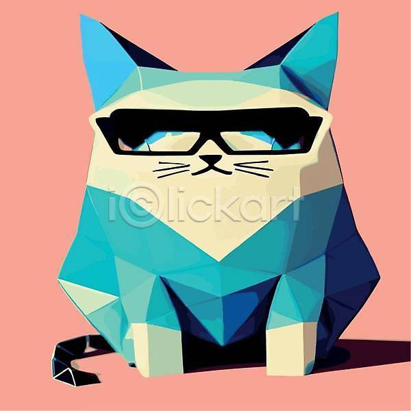 사람없음 EPS 일러스트 해외이미지 고양이 디자인 선글라스 팝아트 해외202309