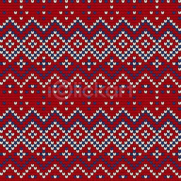사람없음 EPS 일러스트 해외이미지 노르딕(디자인) 디자인 뜨개질 빨간색 패턴 해외202309