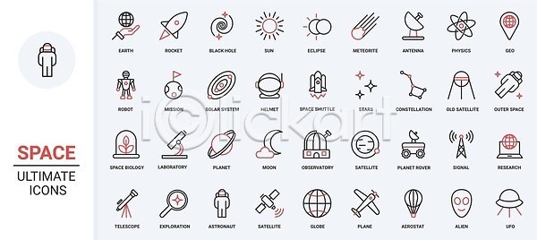 미래 EPS 일러스트 해외이미지 UFO 검은색 과학 궤도 달 로켓 망원경 발견 벡터 별 별자리 빨간색 세트 외계인 우주비행사 우주선 운석 유행 은하계 인공위성 전망대 천문학 코스모스 탐험 하늘 해외202309 해외일러스트 행성 혜성