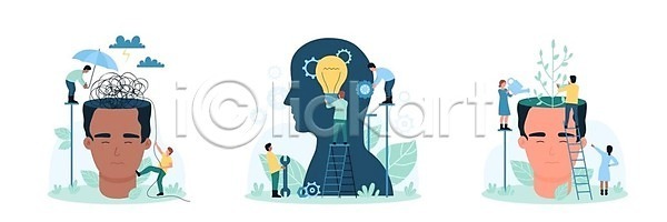 긴장 보호 성장 스마트 스트레스 아이디어 혁명 사람 EPS 일러스트 해외이미지 건강 검은색 고립 나무 뇌 디자인 램프 마음 만화 머리 물 발견 벡터 비즈니스 빛 생각 설치 세트 셀프 실 실내 어둠 우산 전구 지능 추상 컨셉 플랫 해결 해외202309 해외일러스트