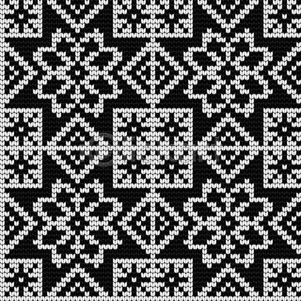 사람없음 EPS 일러스트 해외이미지 검은색 겨울 노르딕(디자인) 눈꽃 디자인 뜨개질 패턴 해외202309 흰색