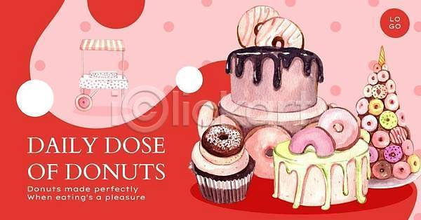 사람없음 EPS 일러스트 해외이미지 도넛 분홍색 빨간색 컵케이크 해외202309