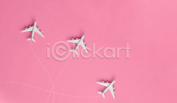 사람없음 3D JPG 포토 해외이미지 분홍색배경 비행기 여행 오브젝트 점선 해외202309