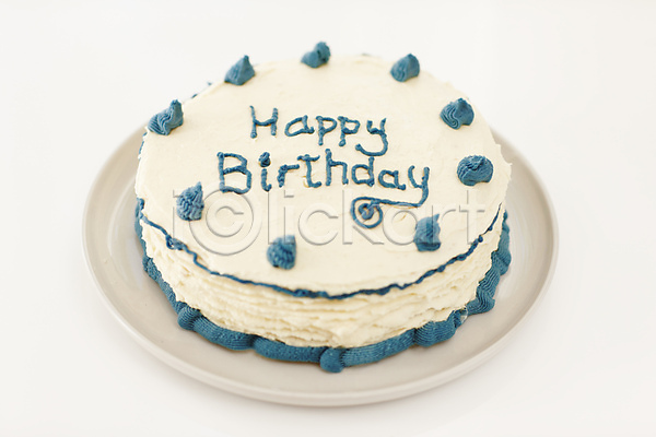 사람없음 JPG 포토 해외이미지 백그라운드 생일축하 생일케이크 장식 접시 파란색 프로스팅 해외202309 흰색