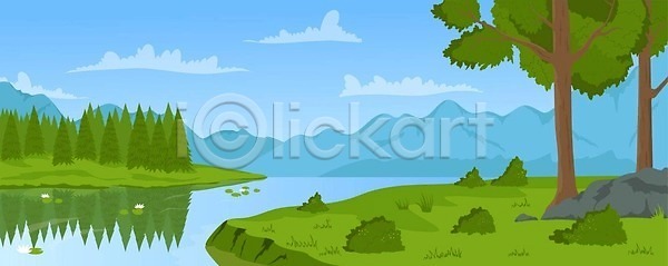 EPS 일러스트 해외이미지 강 강가 계곡 공원 구름 나무 디자인 땅 만화 물 미술 반사 백그라운드 백합 벡터 봄 뷰티 산 상록수 소나무 수평선 숲 야외 언덕 여름 여행 연못 자연 장면 초록색 파노라마 파란색 풍경 플랫 하늘 해외202309 해외일러스트 호수 환경 휴가