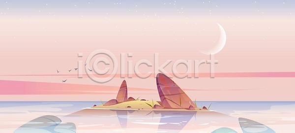 고요 침묵 휴식 EPS 일러스트 해외이미지 달 땅 만화 모래 물 바다 바위 백그라운드 벡터 별 분홍색 석호 섬 수평선 스카이라인 아침 야간 야외 여름 여행 일몰 일출 자연 작음 장면 저녁 조류 초승달 파노라마 파라다이스 풍경 하늘 해외202309 해외일러스트 호수 환경 휴가