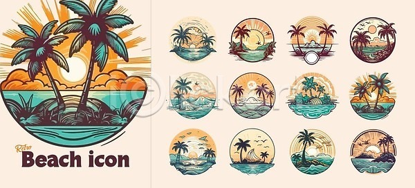 휴식 EPS 일러스트 템플릿 해외이미지 계절 나무 노란색 디자인 맑음 모래 물 바다 백그라운드 벡터 섬 세트 손바닥 수확 심볼 야외 야자수 여름 여행 원형 이국적 일몰 일출 자연 태양 파라다이스 파란색 풍경 하늘 하와이 해외202309 해외일러스트 활자 휴가 휴양지