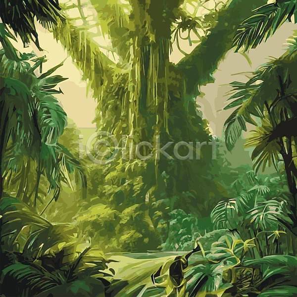 사람없음 EPS 일러스트 해외이미지 백그라운드 열대우림 잎 자연 초록색 해외202309