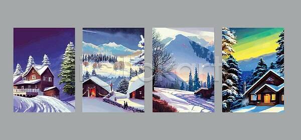 상상 새로움 순수 축하 어린이 EPS 일러스트 해외이미지 겨울 계절 구름 그림 나무 눈내림 달빛 마을 모양 목재 미술 백그라운드 벡터 산 숲 스위스 시골 시골집 신용카드 알프스 야외 여행 연도 자연 저녁 전나무 전원 주택 크리스마스 크리스마스이브 파란색 판잣집 패턴 풍경 하늘 해외202309 해외일러스트 휴가 흰색