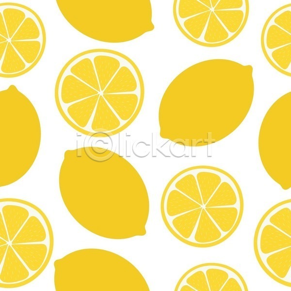 사람없음 EPS 일러스트 해외이미지 노란색 단면 레몬 백그라운드 패턴 해외202309