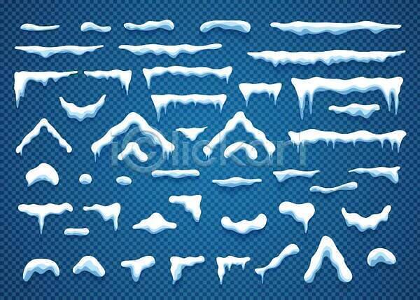 추위 사람없음 EPS 아이콘 일러스트 해외이미지 고드름 눈(날씨) 쌓기 얼음 장식 파란색