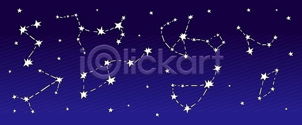 EPS 일러스트 해외이미지 과학 그래픽 그룹 디자인 미술 백그라운드 벡터 벽지 별 별빛 별자리 빛 세트 야간 어둠 우주 은하계 자연 장식 점성술 지도 천문학 추상 파란색 플랫 하늘 해외202309 흰색