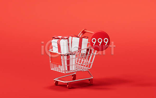 사람없음 3D JPG 포토 해외이미지 빨간색 선물상자 세일 쇼핑 쇼핑카 알림 오브젝트 해외202309