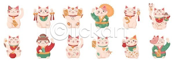 행복 행운 동양인 EPS 일러스트 해외이미지 고립 고양이 기모노 돈 동물 디자인 마스코트 만화 문화 물결 벡터 빨간색 사인 선물 세트 수집 심볼 아시아 어류 웰빙 인형 일러캐릭터 일본 잡기 장난감 재산 종 중국 캐릭터 플랫 해외202309 해외일러스트 황금
