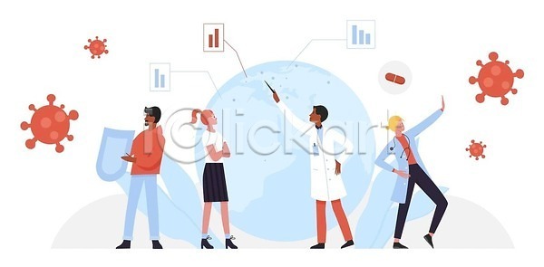 보호 행복 EPS 일러스트 해외이미지 검은색 고립 과학 그룹 글로벌 노동자 만화 바이러스 반대 방패 백신 벡터 빨간색 사스 서기 세계 수비 시간 약 예방 예방접종 옷 일러캐릭터 지구 지구본 청진기 캐릭터 컨셉 코로나바이러스 플랫 해외202309 해외일러스트 호흡기관