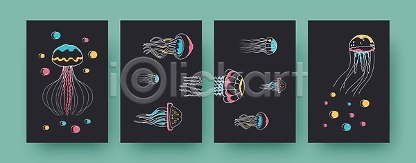 EPS 일러스트 해외이미지 구성 그래픽 그림 동물 동물상 디자인 만화 모양 미니멀 미술 바다 백그라운드 벡터 벽지 복고 생물 세트 소셜 수영 수족관 수중 수집 수확 스칸디나비아 신용카드 야생동물 엘리먼트 유행 인쇄 장식 초대 촉수 컬러풀 파스텔톤 포스터 해외202309 해외일러스트 해파리