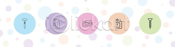 사람없음 EPS 일러스트 해외이미지 고정 공구 드라이버(공구) 못 엘리먼트 원형 해외202309 해외일러스트