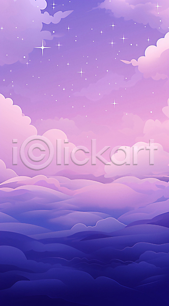 사람없음 JPG 일러스트 구름(자연) 그림 반짝임 백그라운드 별 보라색 자연 풍경(경치) 하늘