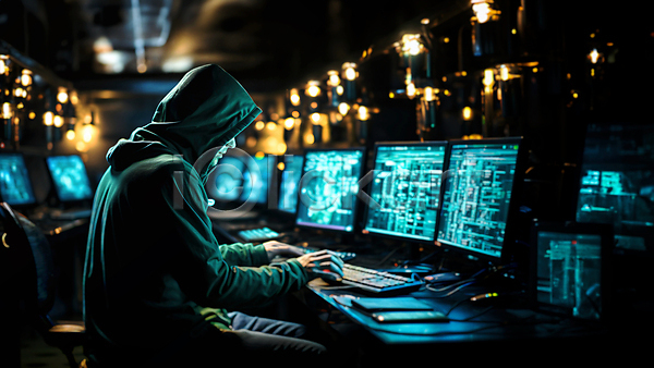 남자 성인 성인남자한명만 한명 JPG 편집이미지 모니터 보안 사이버 상반신 어둠 컴퓨터 타이핑 해커 해킹 후드티셔츠