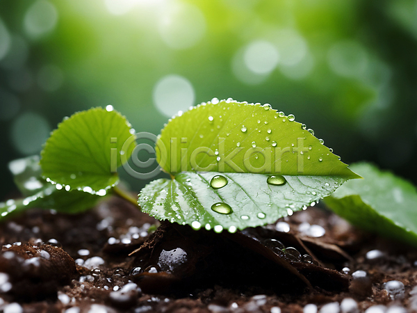 사람없음 JPG 디지털합성 편집이미지 나뭇잎 땅 물방울 보케 빛망울 에코 이슬 자연 초록색 친환경 편집소스 흙
