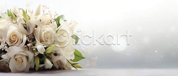 사람없음 JPG 디지털합성 편집이미지 결혼 꽃 꽃다발 백그라운드 보케 부케 빛망울 잎 카피스페이스 흰색