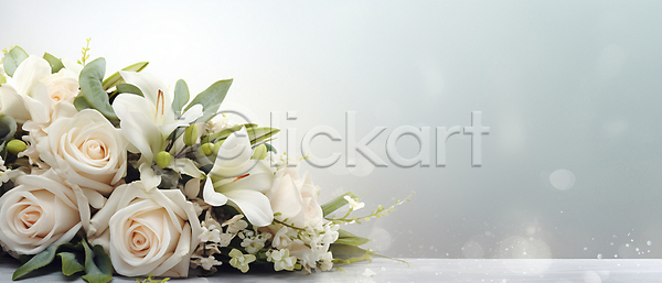 사람없음 JPG 디지털합성 편집이미지 결혼 꽃 꽃다발 백그라운드 보케 부케 빛 잎 장미 카피스페이스 흰색