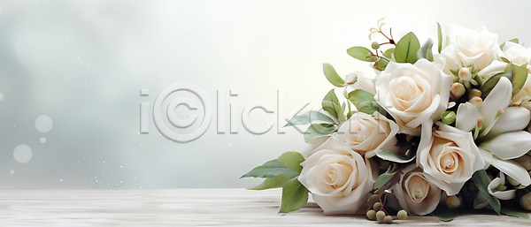 사람없음 JPG 디지털합성 편집이미지 결혼 꽃 꽃다발 백그라운드 보케 부케 빛망울 잎 장미 카피스페이스 흰색
