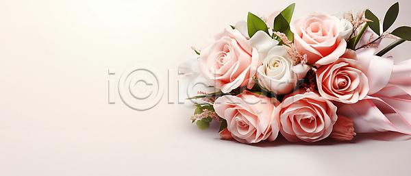 사람없음 JPG 디지털합성 편집이미지 결혼 꽃 꽃다발 백그라운드 부케 분홍색 잎 장미 카피스페이스