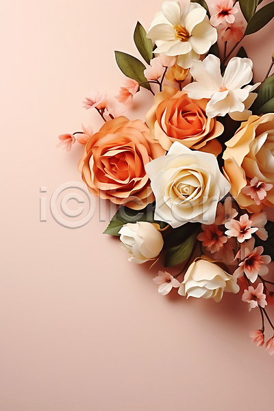 사람없음 JPG 디지털합성 편집이미지 결혼 꽃 꽃다발 백그라운드 부케 분홍색 잎 장미
