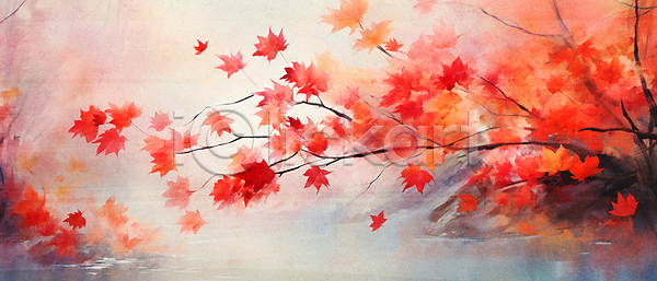 사람없음 JPG 일러스트 가을(계절) 가을풍경 강 단풍 단풍나무 백그라운드 빨간색 자연