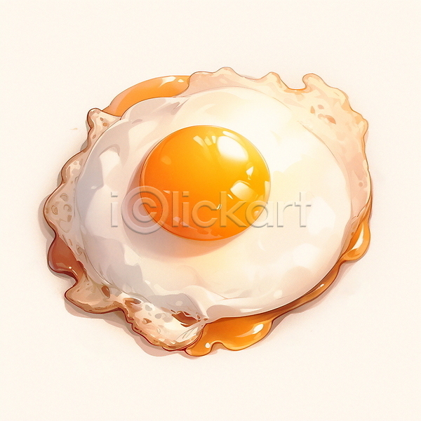 사람없음 JPG 일러스트 계란 계란요리 계란프라이 수채화(물감) 음식