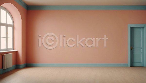 사람없음 JPG 디지털합성 편집이미지 공간 라디에이터 문 미니멀 분홍색 비어있는 실내 인테리어 창문 파스텔톤