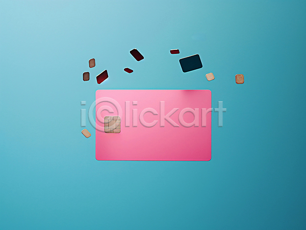 사람없음 JPG 디지털합성 편집이미지 금융 마그네틱 목업 분홍색 신용카드 카드 하늘색