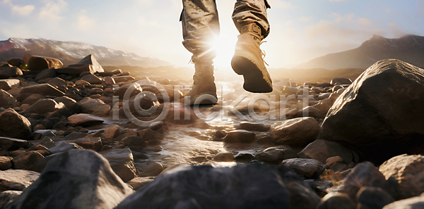 신체부위 JPG 편집이미지 가을(계절) 걷기 돌(바위) 등산 등산객 바위 발 하이킹 햇빛