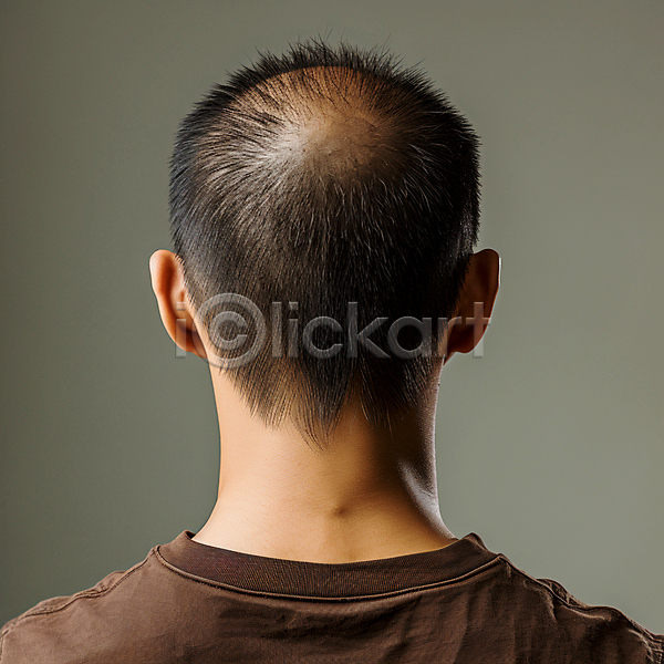 남자 성인 성인남자한명만 한명 JPG 디지털합성 편집이미지 뒤통수 머리카락 상반신 탈모