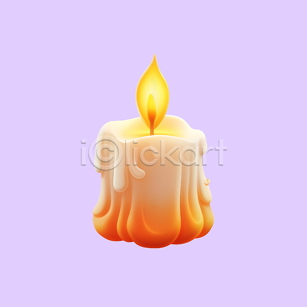 사람없음 3D PSD 디지털합성 아이콘 주황색 촛농 촛불 할로윈