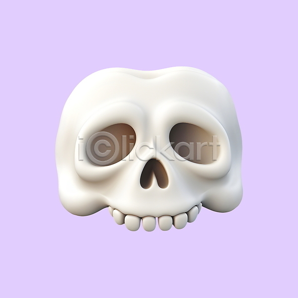 사람없음 3D PSD 디지털합성 아이콘 할로윈 해골 흰색